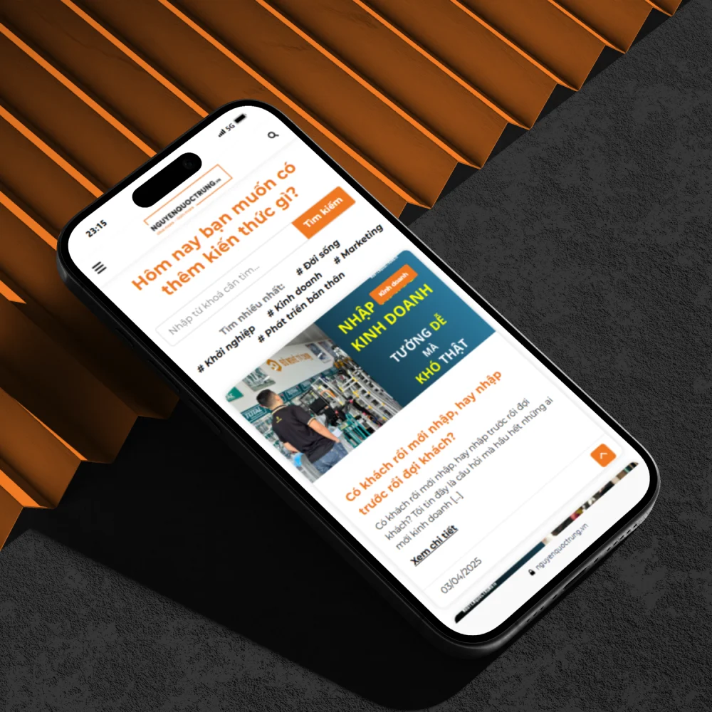Giao diện điện thoại website cá nhân Nguyễn Quốc Trung