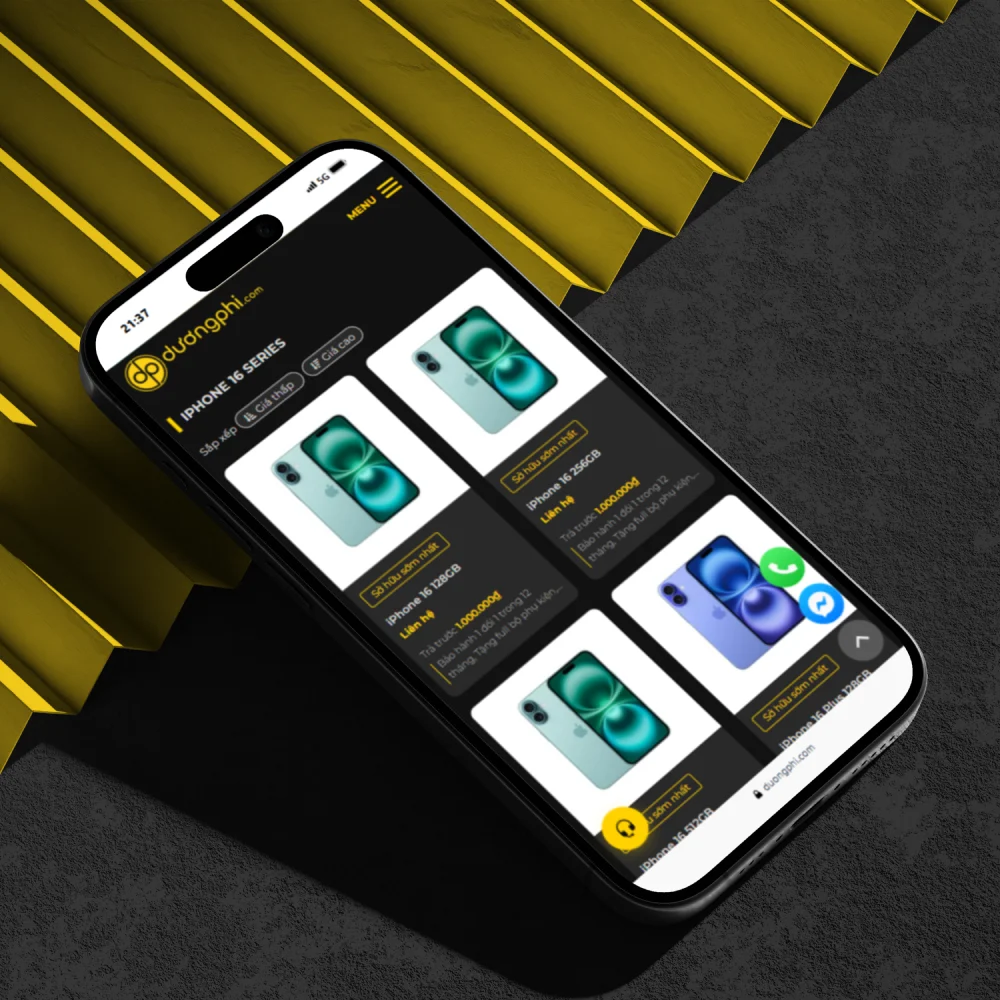 Giao diện điện thoại website Dương Phi Mobile