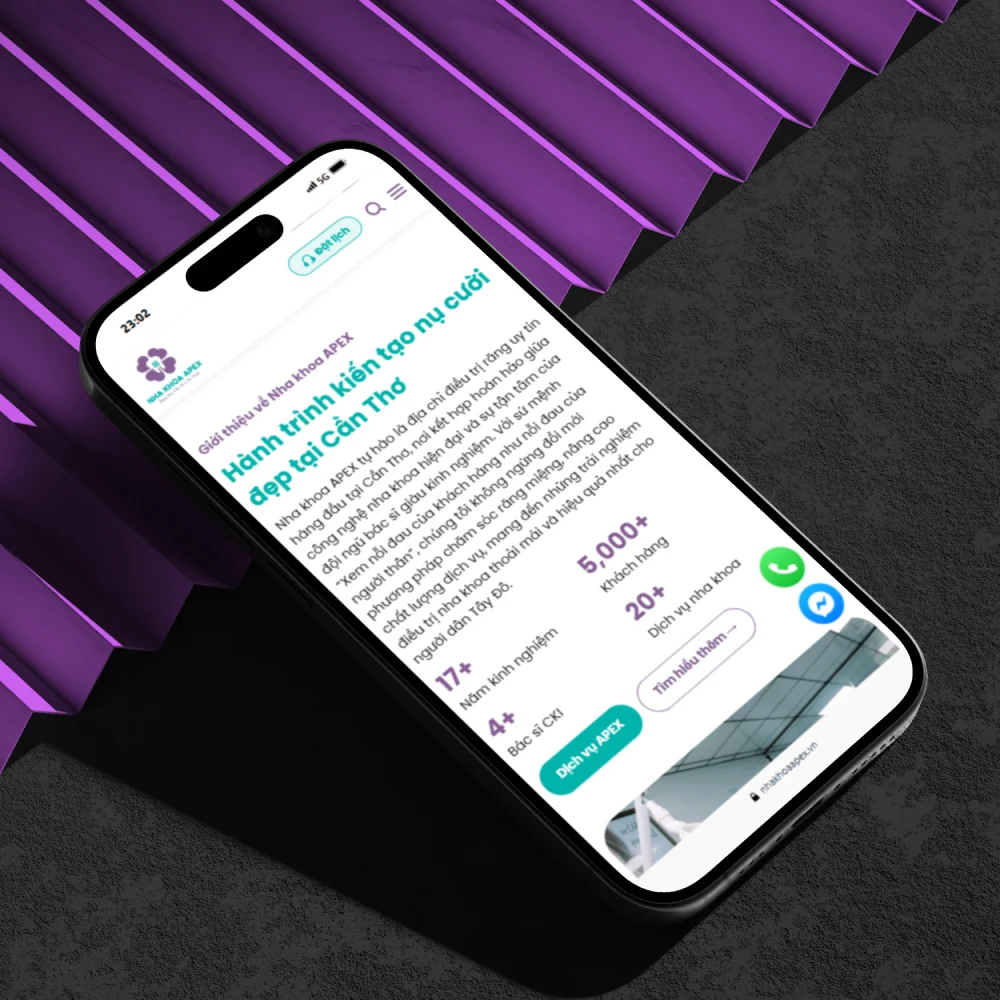 Giao diện điện thoại website Nha khoa APEX Cần Thơ