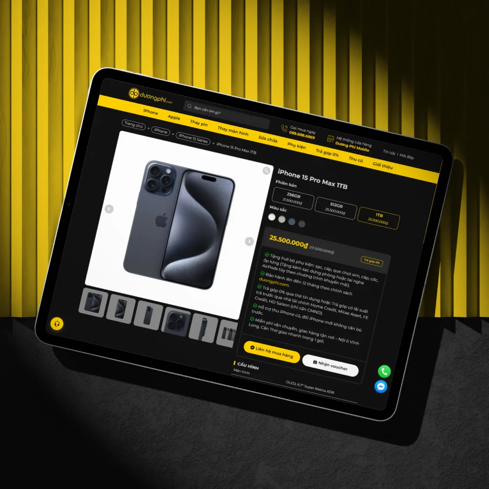 Giao diện máy tính bảng website Dương Phi Mobile